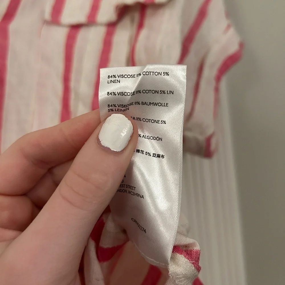 Anthropologie Maeve Amira Striped Linen Blend Top Ivory Pink - Picture 5 of 6